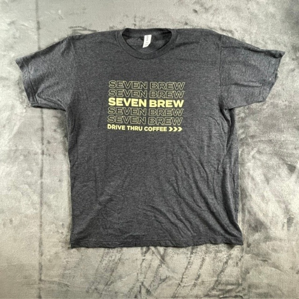 Seven Brew Coffee T Shirt Large Charcoal Grey Graphic Tee Unisex